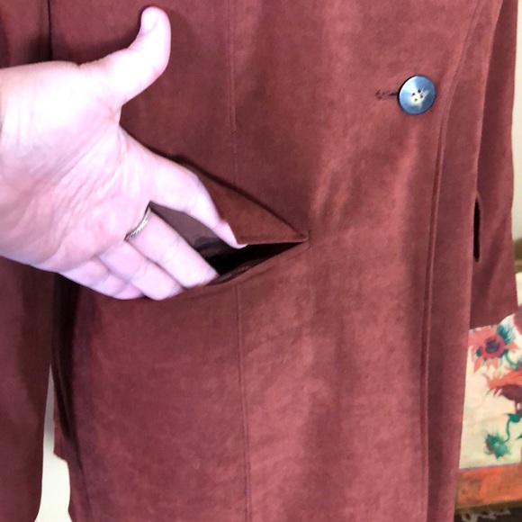 HUGO BUSCATI Size 6 Extra-Long Blazer Microfiber Cinnamon Brown Career Casual EU - Picture 7 of 11